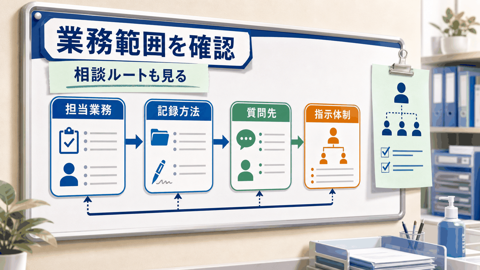 准看護師求人で担当業務、記録、相談ルート、指示体制を確認する要約画像