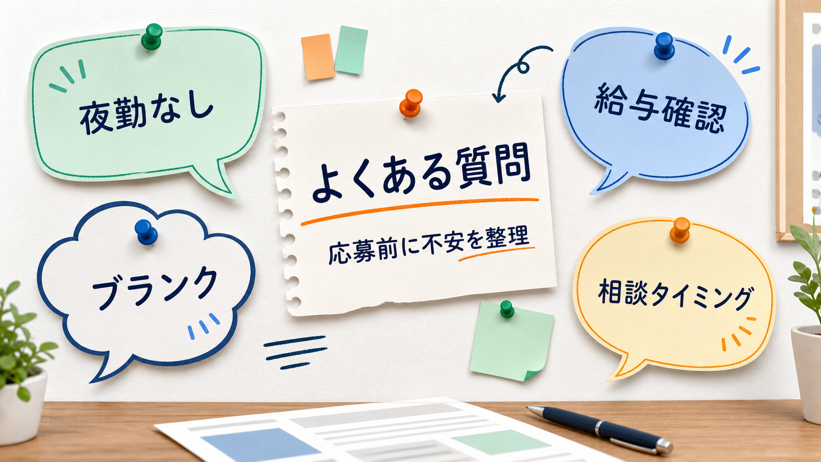看護師の日勤のみ求人でよくある夜勤なし、ブランク、給与、相談の質問を整理した要約画像