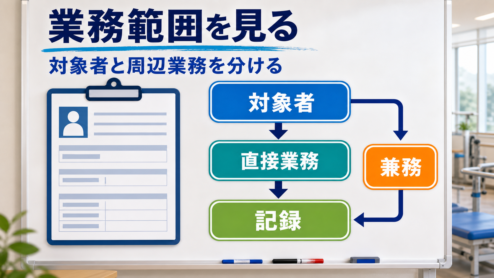 理学療法士求人の対象者、直接業務、記録、兼務の範囲を求人票で確認する要約画像