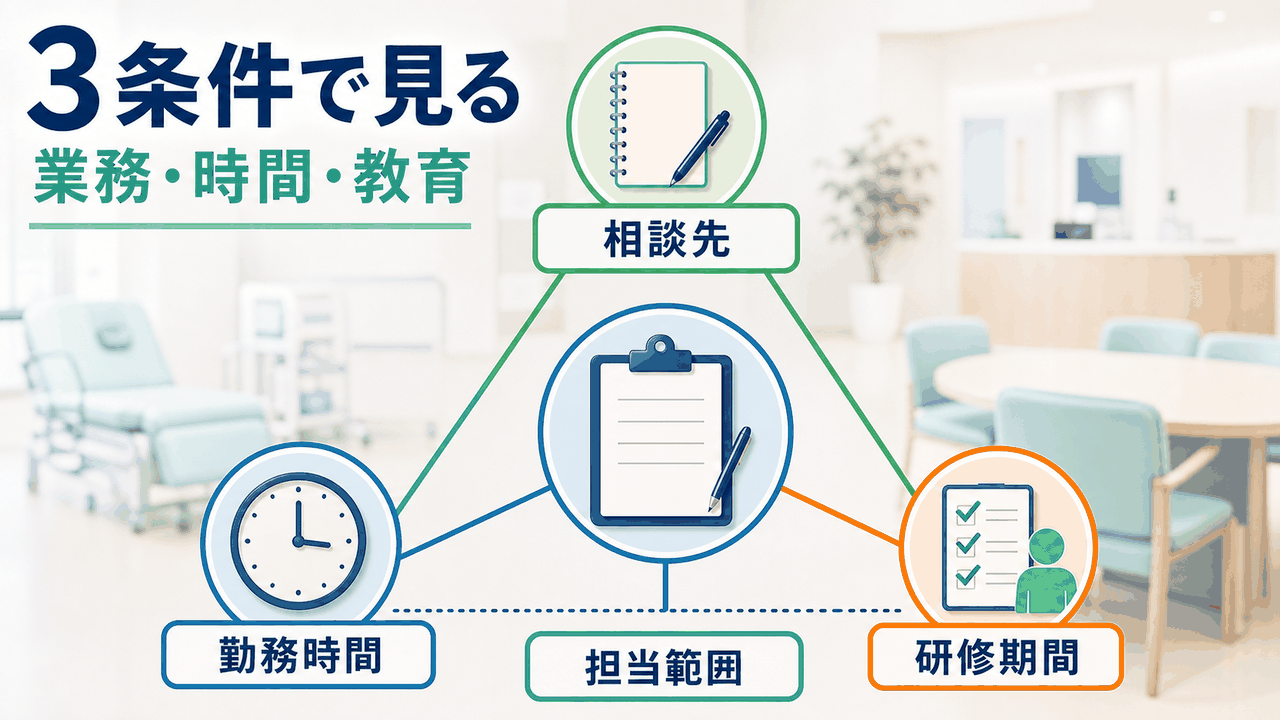 透析クリニック看護師求人は業務範囲、勤務時間、教育体制を分けて確認する要約画像