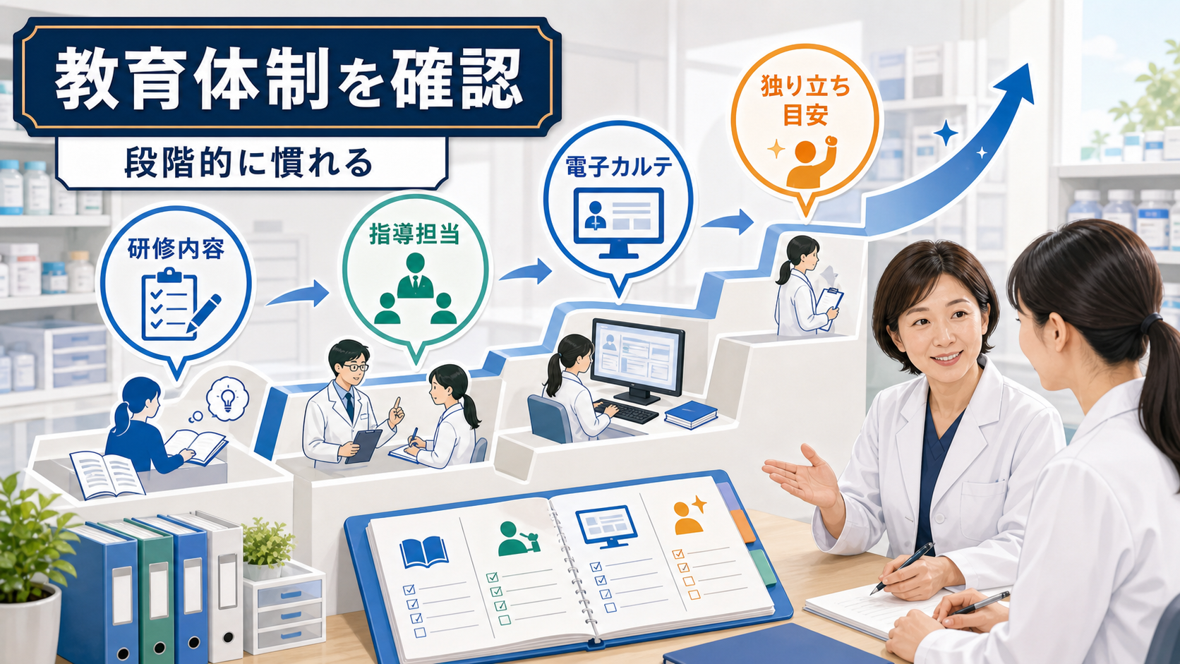 病院薬剤師求人で教育体制、ブランク復帰、調剤薬局からの転職支援を確認する要約画像