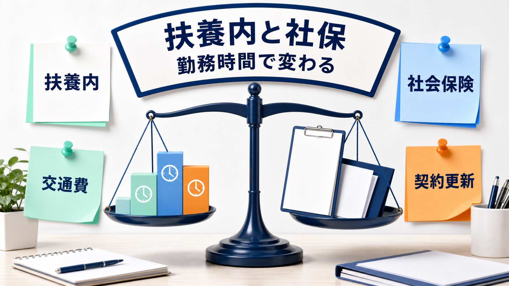 医療事務パート求人の扶養内、社会保険、交通費、契約更新を確認する要約画像