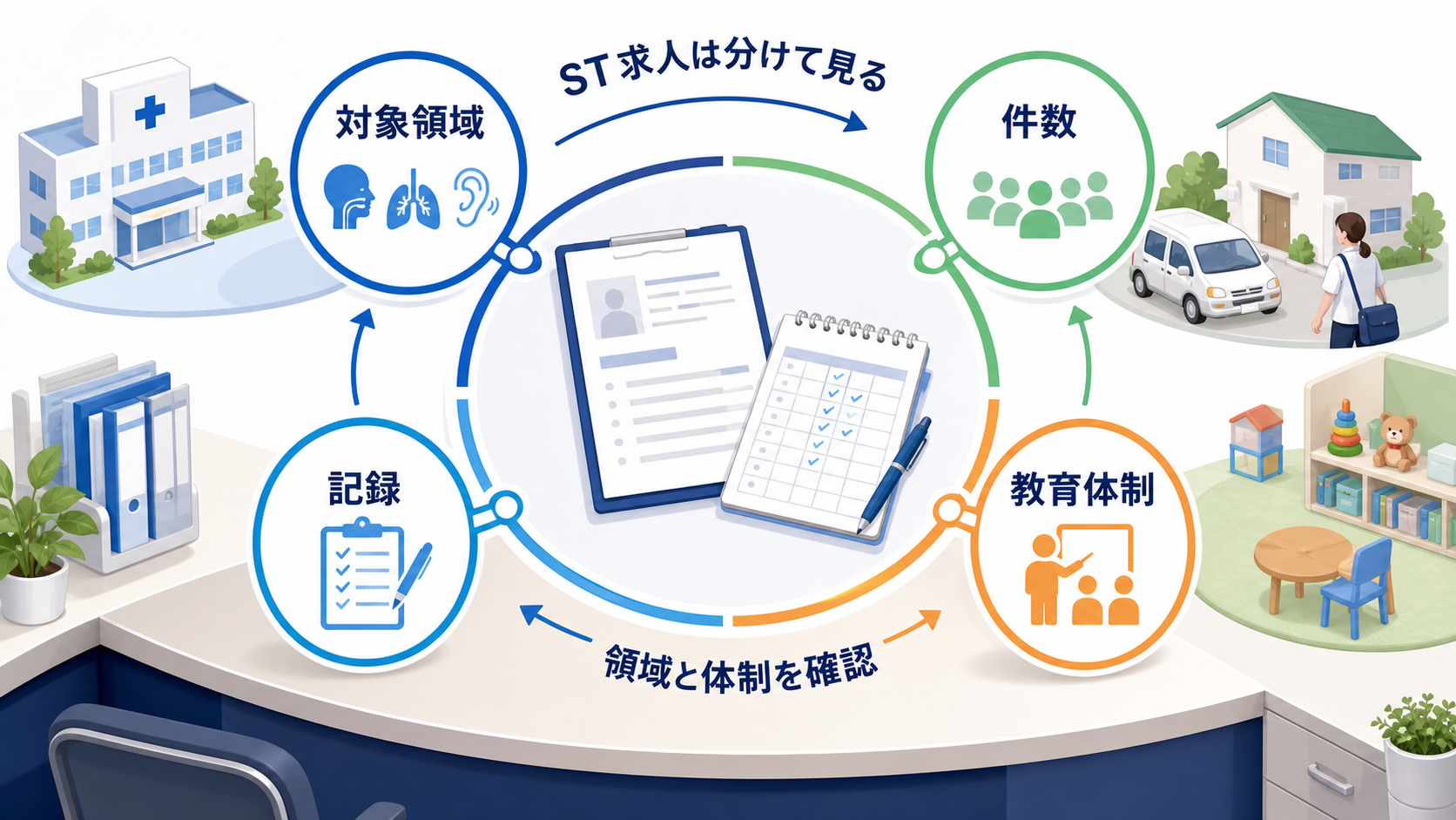 言語聴覚士求人は対象領域、件数、記録、教育体制を分けて確認する要約画像